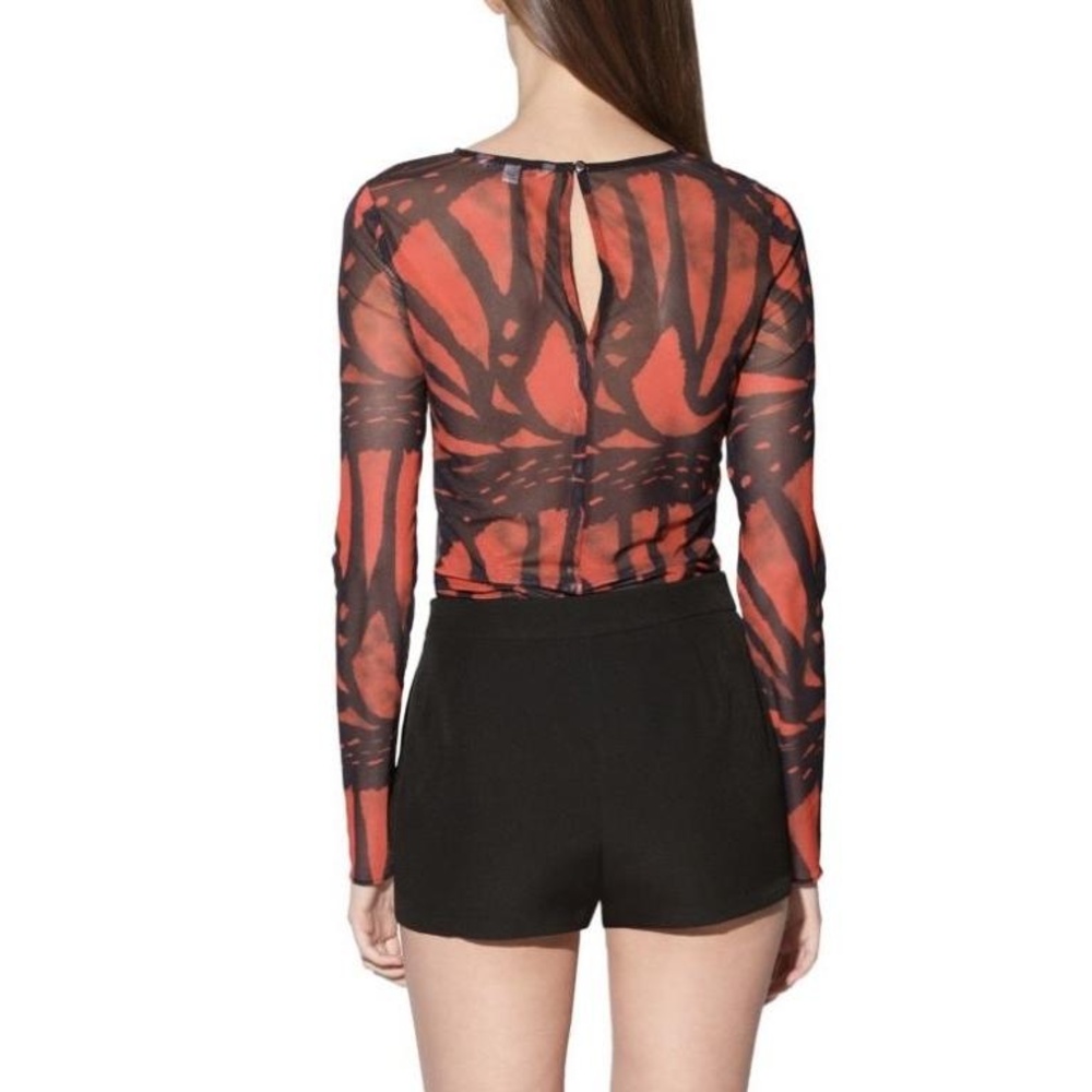 Walter Baker Barra Printed Long Sleeve Chiffon Top Sz XS NWT - Picture 2 of 10